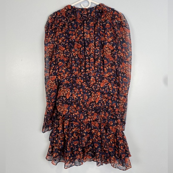 NWT Ulla Johnson Cecily Cosmos-Print Silk Lurex Mini Dress 12 Ruffle Cocktail Pa - Picture 13 of 15